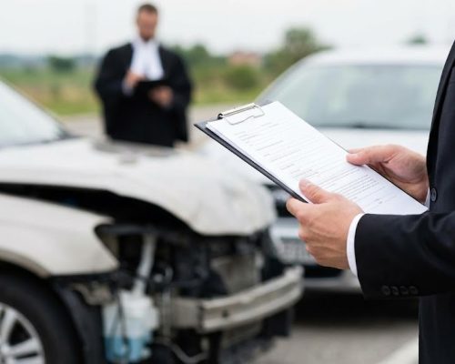 Trafik kazası sonrası tutanak inceleyen avukat ve hasarlı araç - Alanya avukatı tazminat rehberi